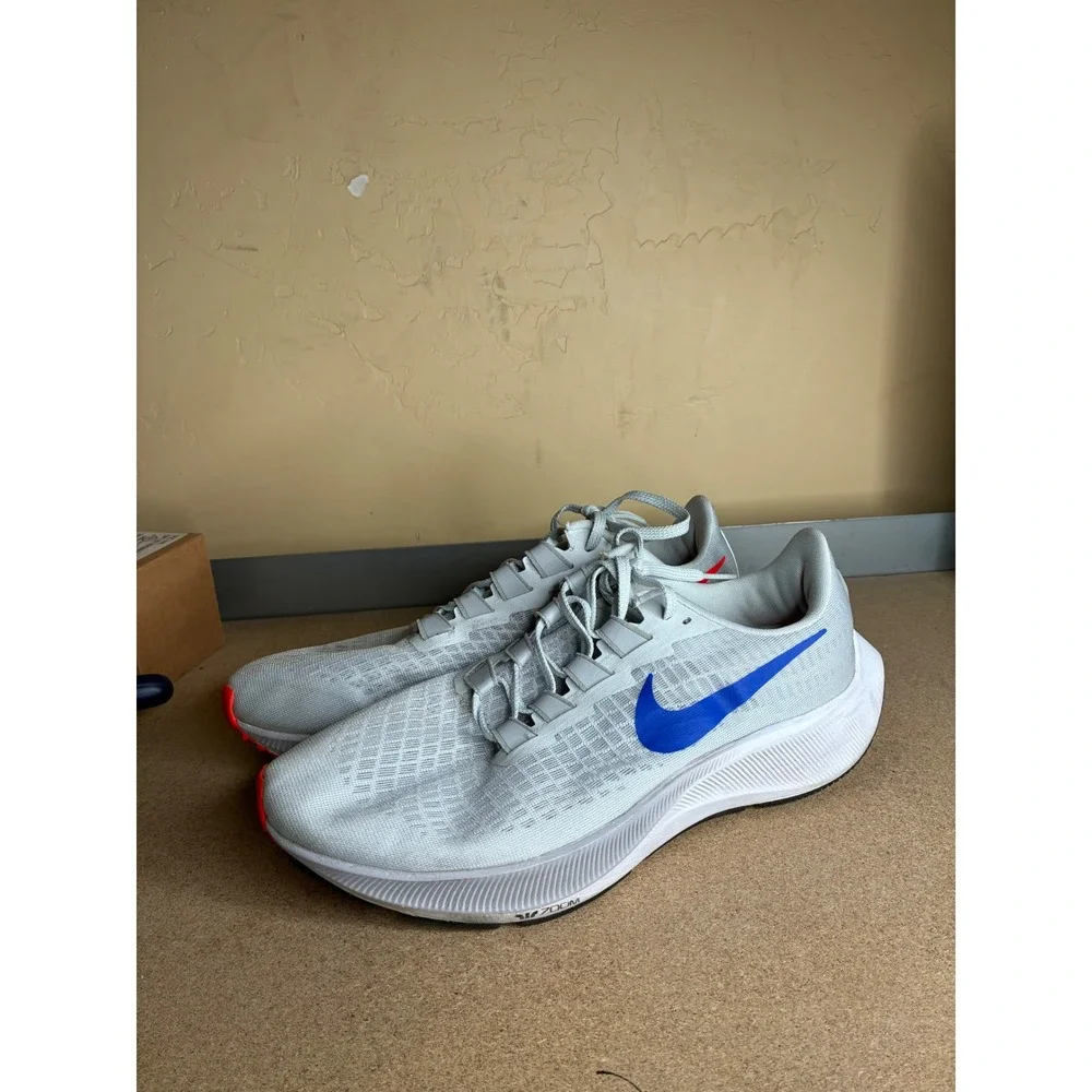 Nike Air Zoom Pegasus 38 Mens Running Shoes Grey Blue Crimson BQ9646-006 Size 10